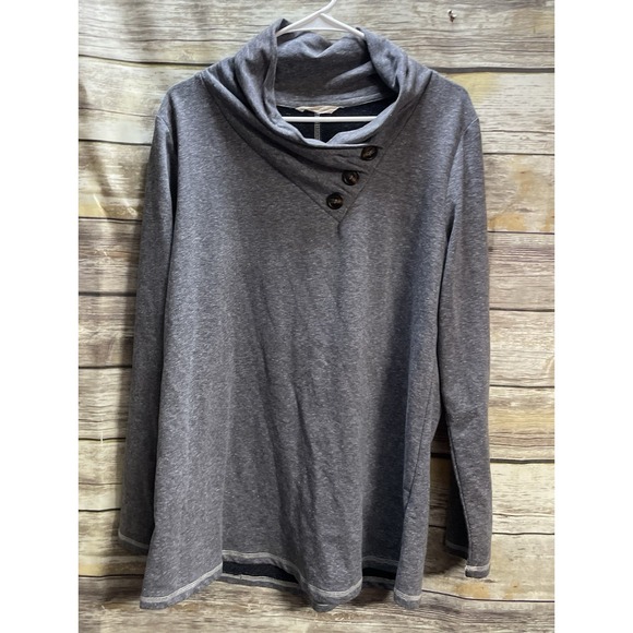 Soft Surroundings Tops - Soft Surroundings Brinley Top Women's Large Gray PullOver Pleated Cowl Neck